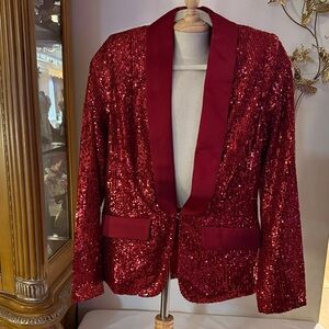 Sequin Red Blazer for Women